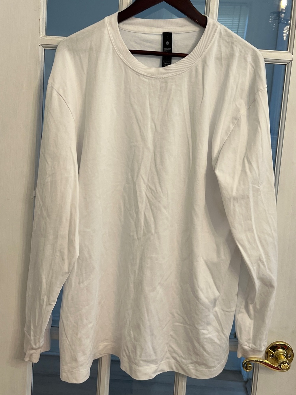LULULEMON Men’s White Cotton Long Sleeve Crew Neck Shirt XL